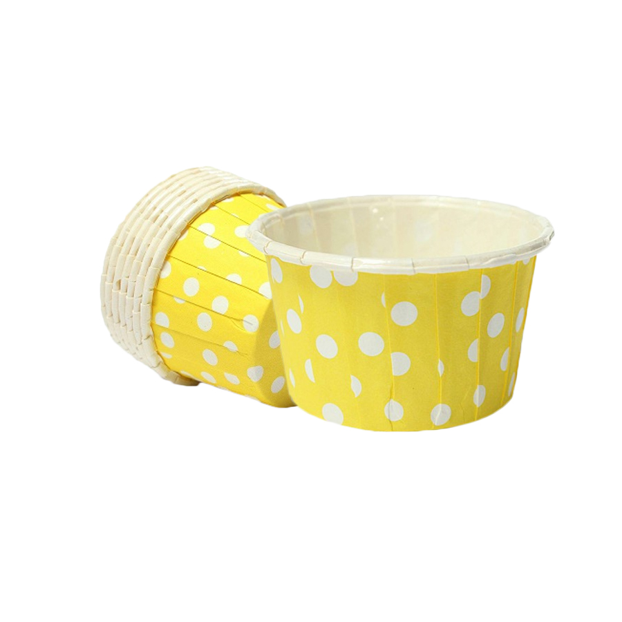 Sarı Zemin Beyaz Puantiyeli Muffin Kabı 50X39 25'Li