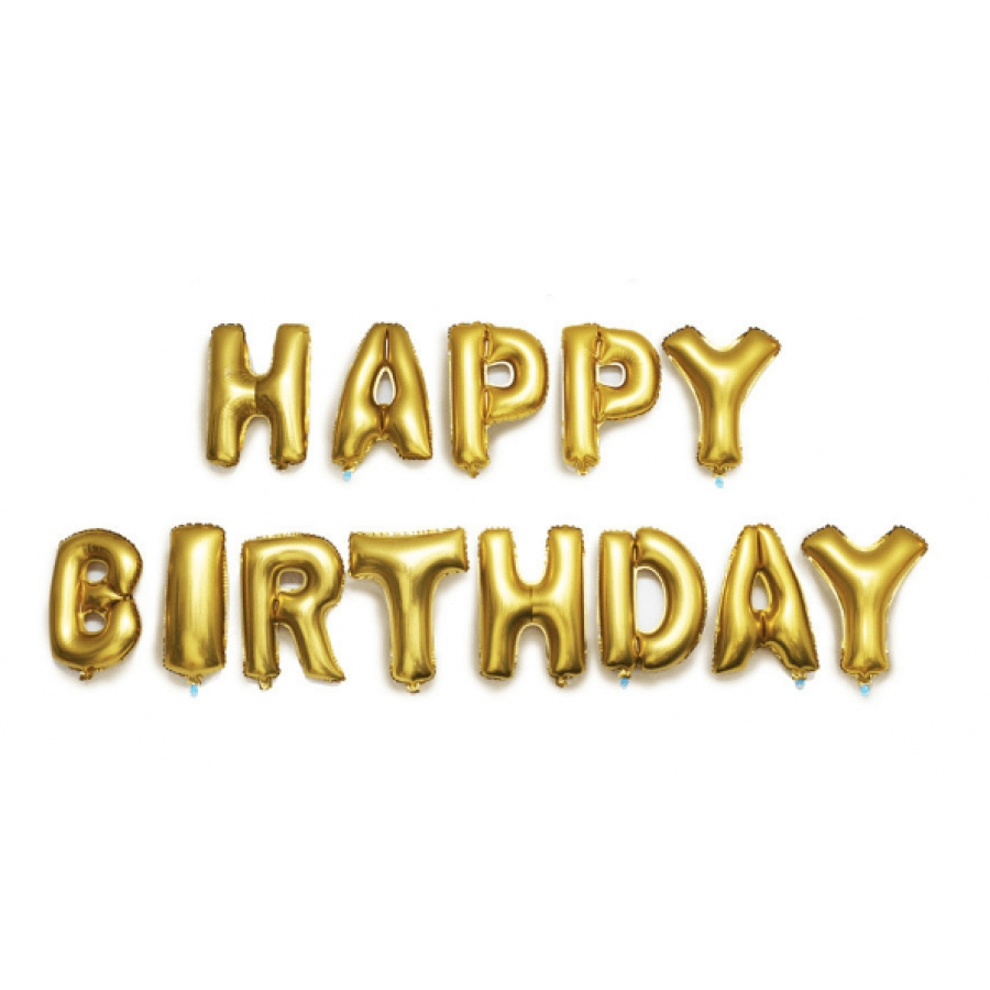 Folyo Balon Set Happy Birthday Gold 16İNÇ