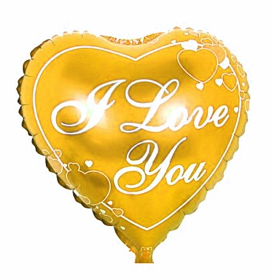 Folyo Balon İçi Dolu Kalp Orta Boy Gold I Love You 24''